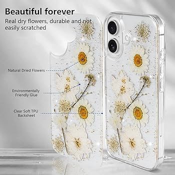 Amazon.com: rongki Floral Case for iPhone 16 Clear Case with